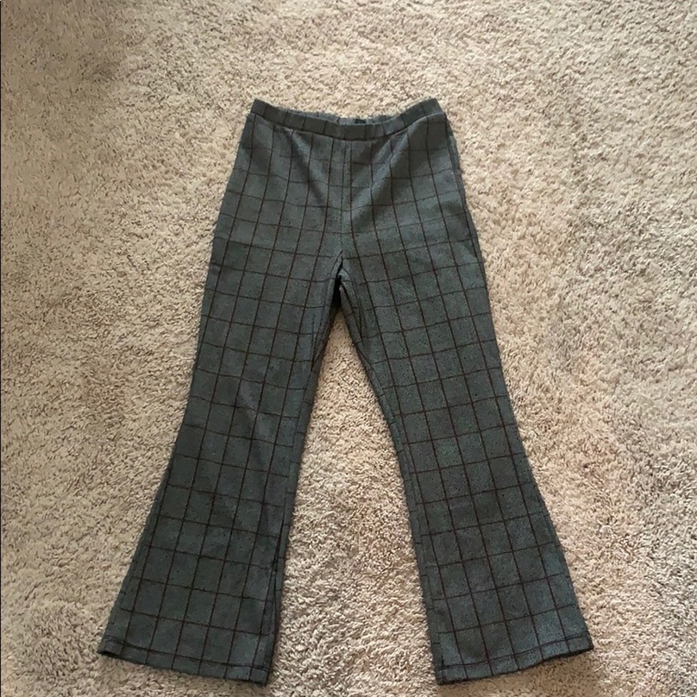 Flared plaid pants